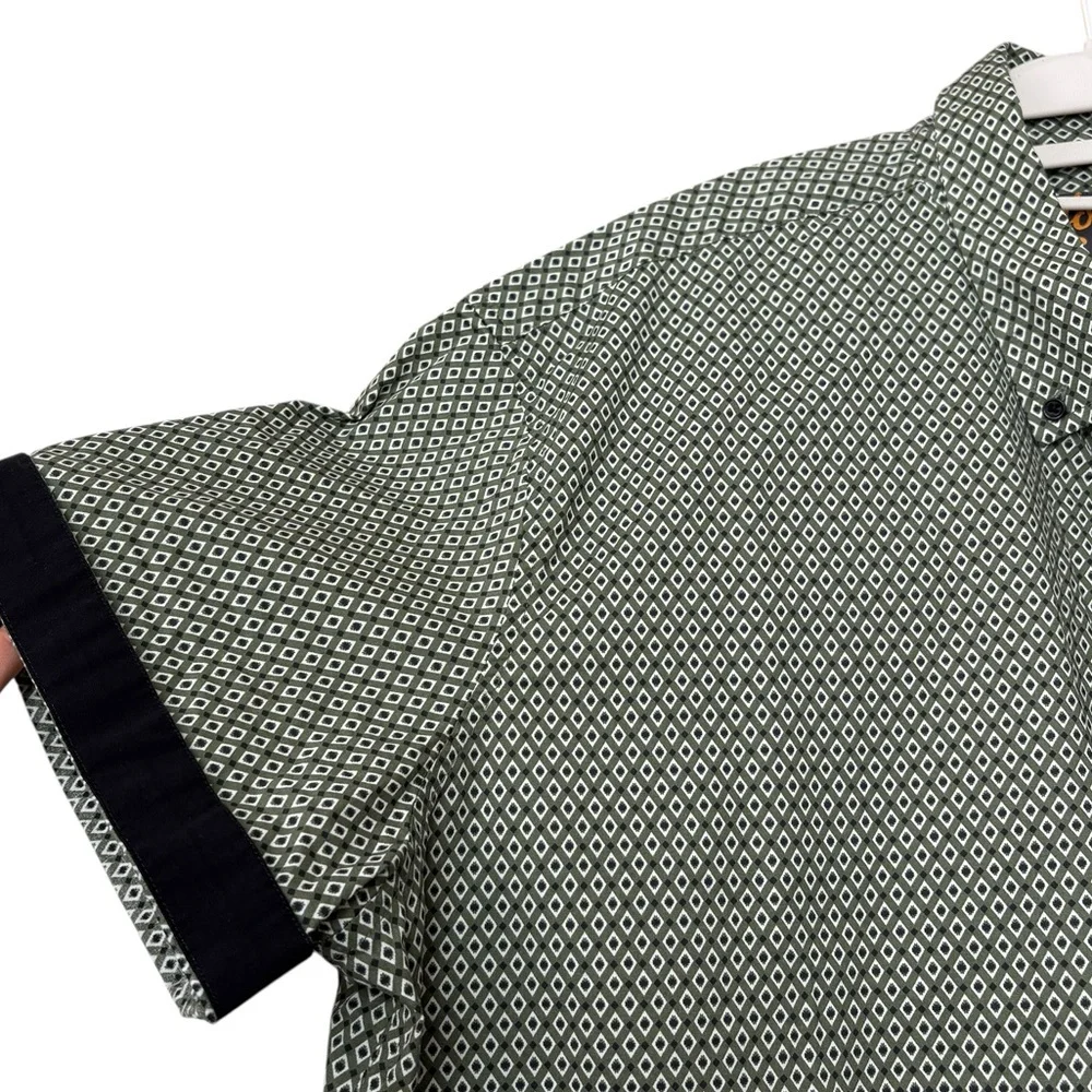 Johnny Bigg Diamond Stretch Shirt in Green‎ Size 4XL